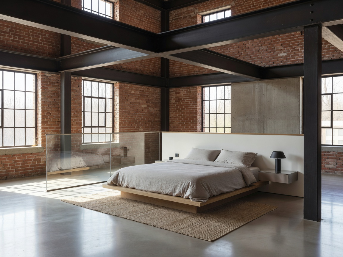 Mezzanine level internal bedroom inside modern loft